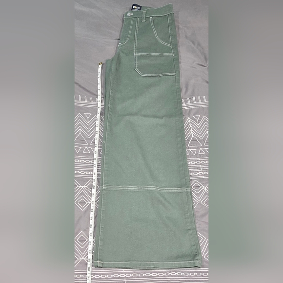 Maeve Stitched Olive Green High Rise Wide Leg Jeans Size 25 - Picture 3 of 10